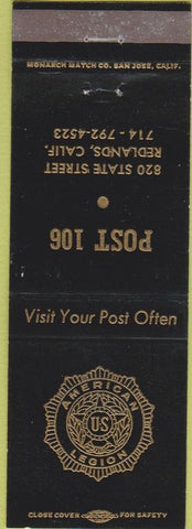 Matchbook Cover - Matchbook Cover American Legion Redlands CA