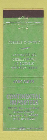 Matchbook Cover - Continental Importers Torrace CA WEAR
