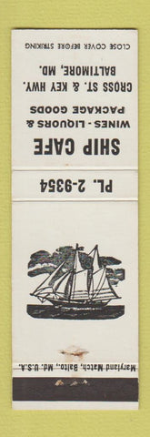 Matchbook Cover - Ship Cafe Baltimore MD