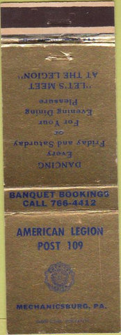 Matchbook Cover - Matchbook Cover American Legion Mechanicsburg PA