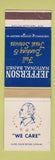 Matchbook Cover - Jefferson National Bank Miami Beach Kendall FL