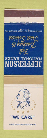 Matchbook Cover - Jefferson National Bank Miami Beach Kendall FL