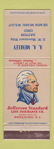 Matchbook Cover - Jefferson Standard Life Insurance AA Meneley Dayton OH