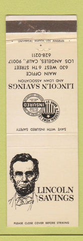 Matchbook Cover - Lincoln Savings Los Angeles CA Abraham
