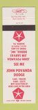 Matchbook Cover - John Povanda Dodge Sharon PA Chrysler