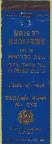 Matchbook Cover - Matchbook Cover American Legion Tacoma WA