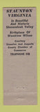 Matchbook Cover - Staunton Wallpaper Paint DuPont VA low phone #