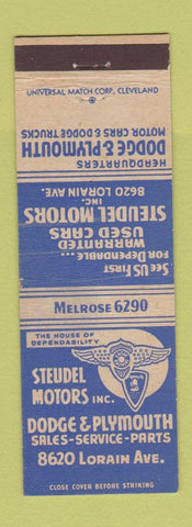 Matchbook Cover - Steudel Motors Dodge Plymouth Cleveland OH