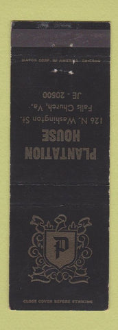 Matchbook Cover - Plantation House Falls Church VA
