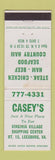Matchbook Cover - Casey's Restaurant Leesburg VA WEAR