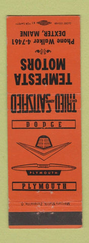 Matchbook Cover - Tempesta Motors Dodge Plymouth Dexter ME