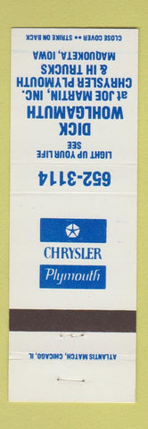 Matchbook Cover - Joe Martin Chrysler Plymouth International Trucks Maquoketa IA