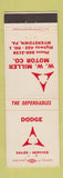 Matchbook Cover - WW Miller Dodge Myerstown PA