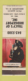 Matchbook Cover - Tracy's Tires oil car stereos Bridgeport CT