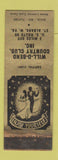 Matchbook Cover - Will o Bend Country Club St Albany WV POOR