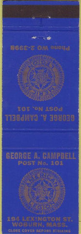 Matchbook Cover - Matchbook Cover American Legion Woburn MA