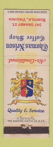 Matchbook Cover - Thomas Nelson Coffee Shop Norfolk VA WEAR