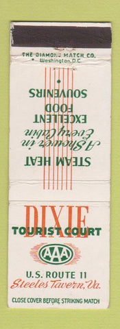 Matchbook Cover - Dixie Tourist Court Steeles Tavern VA WEAR