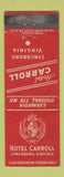 Matchbook Cover - Hotel Carroll Lynchburg VA WEAR