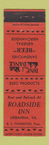 Matchbook Cover - Roadside Inn Esso oil gas Urbanna VA