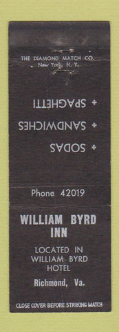 Matchbook Cover - William Byrd Inn Richmond VA