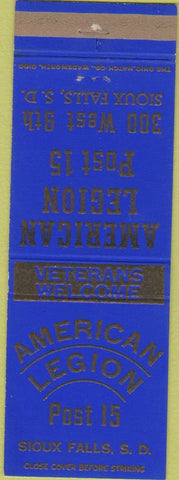 Matchbook Cover - Matchbook Cover American Legion Sioux Falls SD