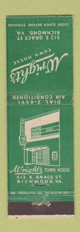Matchbook Cover - Wright's Town House Richmond VA