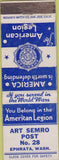 Matchbook Cover - Matchbook Cover American Legion Ephrata WA