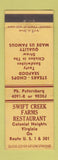 Matchbook Cover - Swift Creek Farms Restaurant Colonial Heights VA