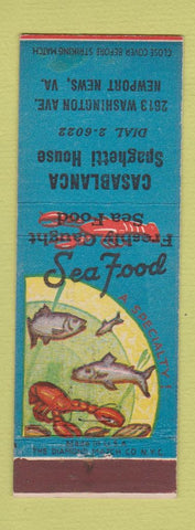 Matchbook Cover - Casablanca Spaghetti House Newport News VA