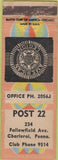 Matchbook Cover - Matchbook Cover American Legion Charleroi PA WEAR