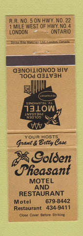 Matchbook Cover - Golden Pheasant Motel Restaurant London ON