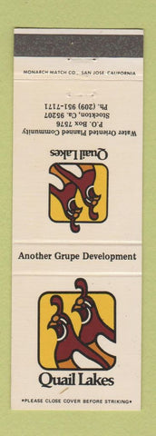 Matchbook Cover - Quail Lakes Stockton CA
