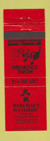 Matchbook Cover - Mama Bear's Restaurant Conneaut Lake PA