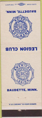 Matchbook Cover - Matchbook Cover American Legion Baudette MHN