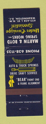 Matchbook Cover - Martin and Boyd Spring Works Washington DC WORN