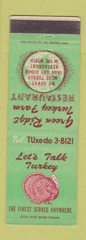 Matchbook Cover - Green Ridge Turkey Farm Nashua NH