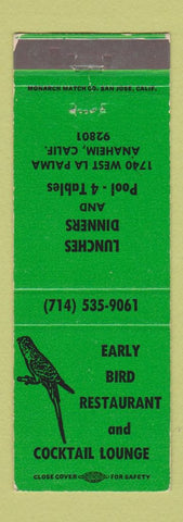 Matchbook Cover - Early Bird Restaurant Anaheim CA