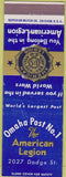 Matchbook Cover - Matchbook Cover American Legion Omaha NE