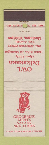 Matchbook Cover - Owl Deli Muskegon MI