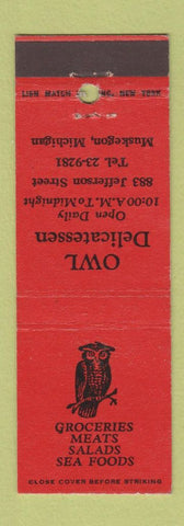 Matchbook Cover - Owl Deli Muskegon MI