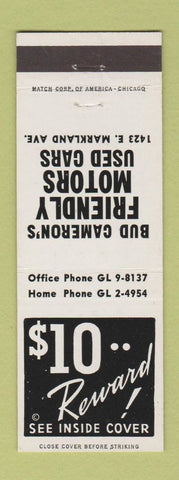 Matchbook Cover - Bud Cameron's Used Cars