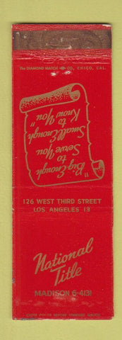 Matchbook Cover - National Title Los Angeles CA WORN