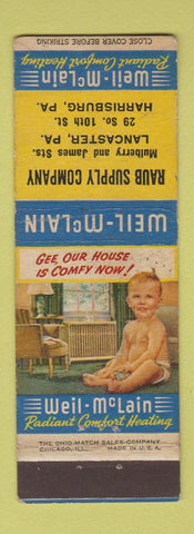 Matchbook Cover - Raub Supply Weil McLain Heating Lancaster Harrisburg PA