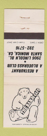 Matchbook Cover - The Banjo Cafe Santa Monica CA Bluegrass bear WEAR