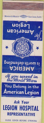 Matchbook Cover - Matchbook Cover American Legion Legion Hospital rep WEAR