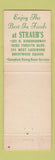Matchbook Cover - Straub's St Louis MO Restaurant Foods PRINTING ERROR