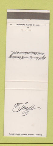 Matchbook Cover - Tony's St Louis MO