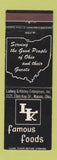 Matchbook Cover - LK Fmous Foods Marion OH
