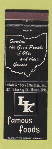 Matchbook Cover - LK Fmous Foods Marion OH